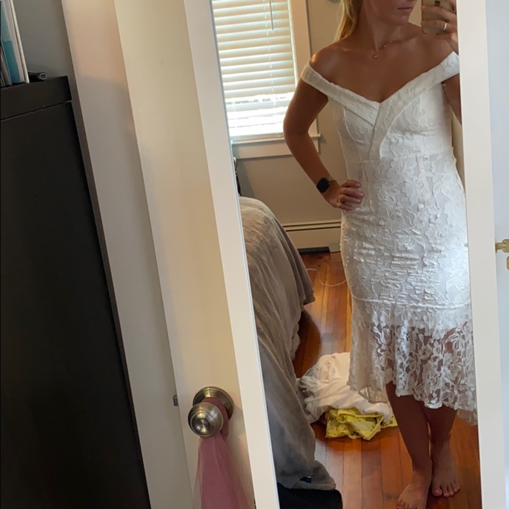 White midi lace dress- bridal shower perfect-NWT